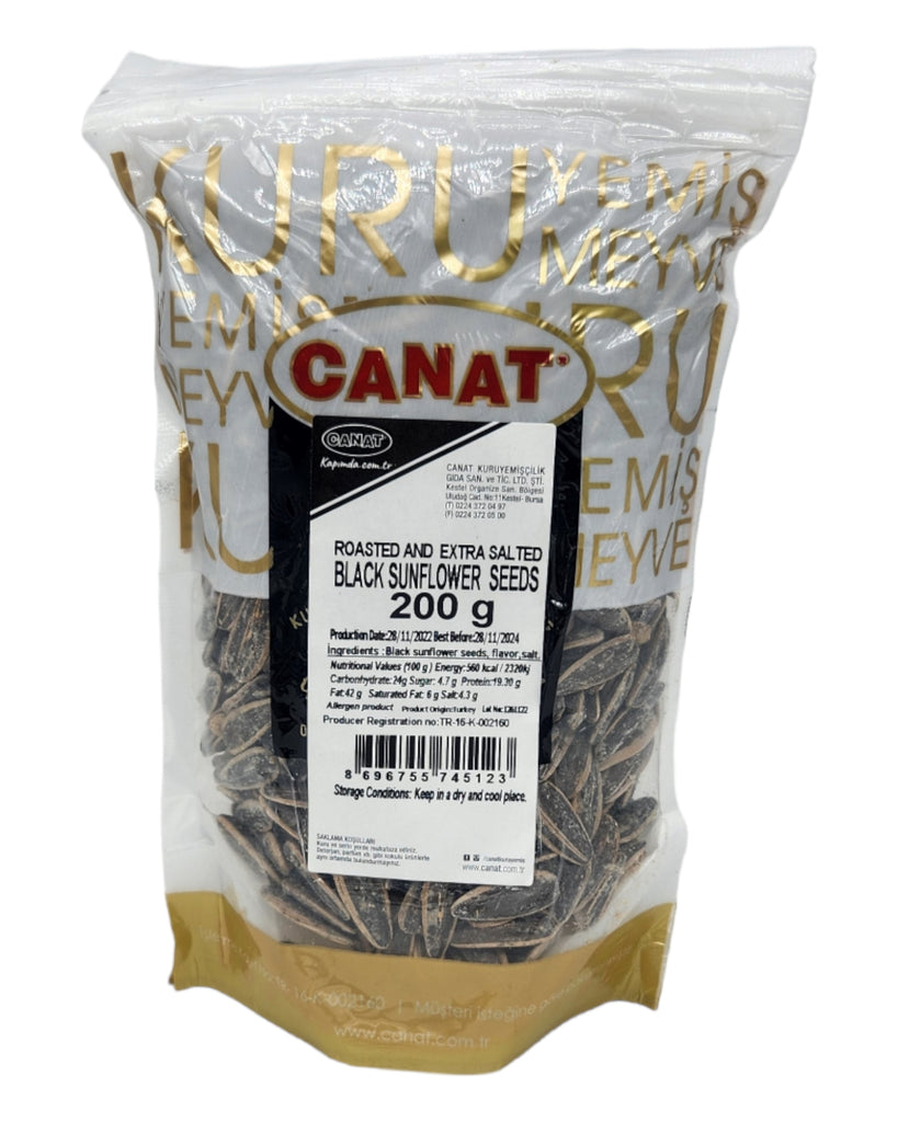 Canat Roasted EXTRA Salted Black Sunflower Seeds 200gr