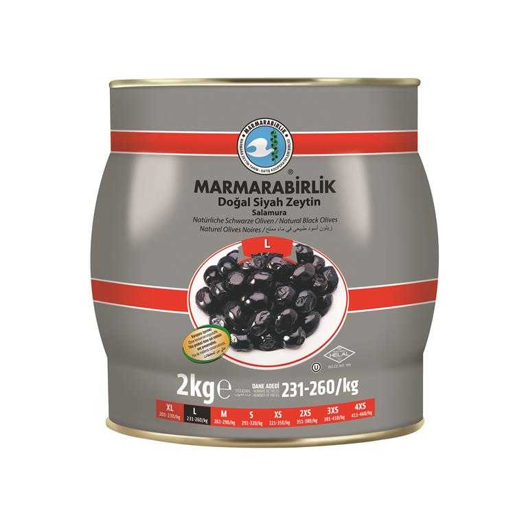 Marmarabirlik Black Olives in Brine 2000gr Size L