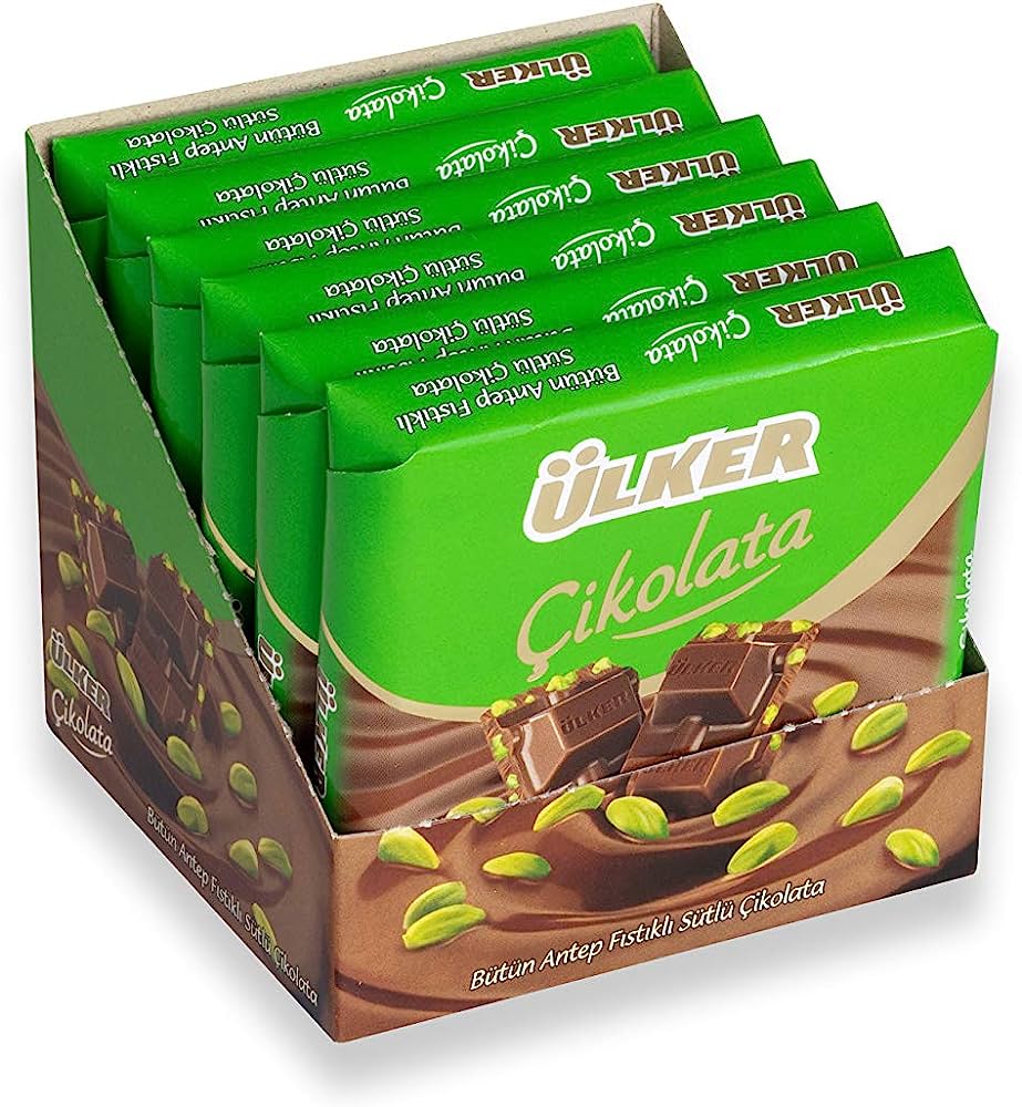 Ulker Milk Chocolate with Pistachio 65gr Case of 6
