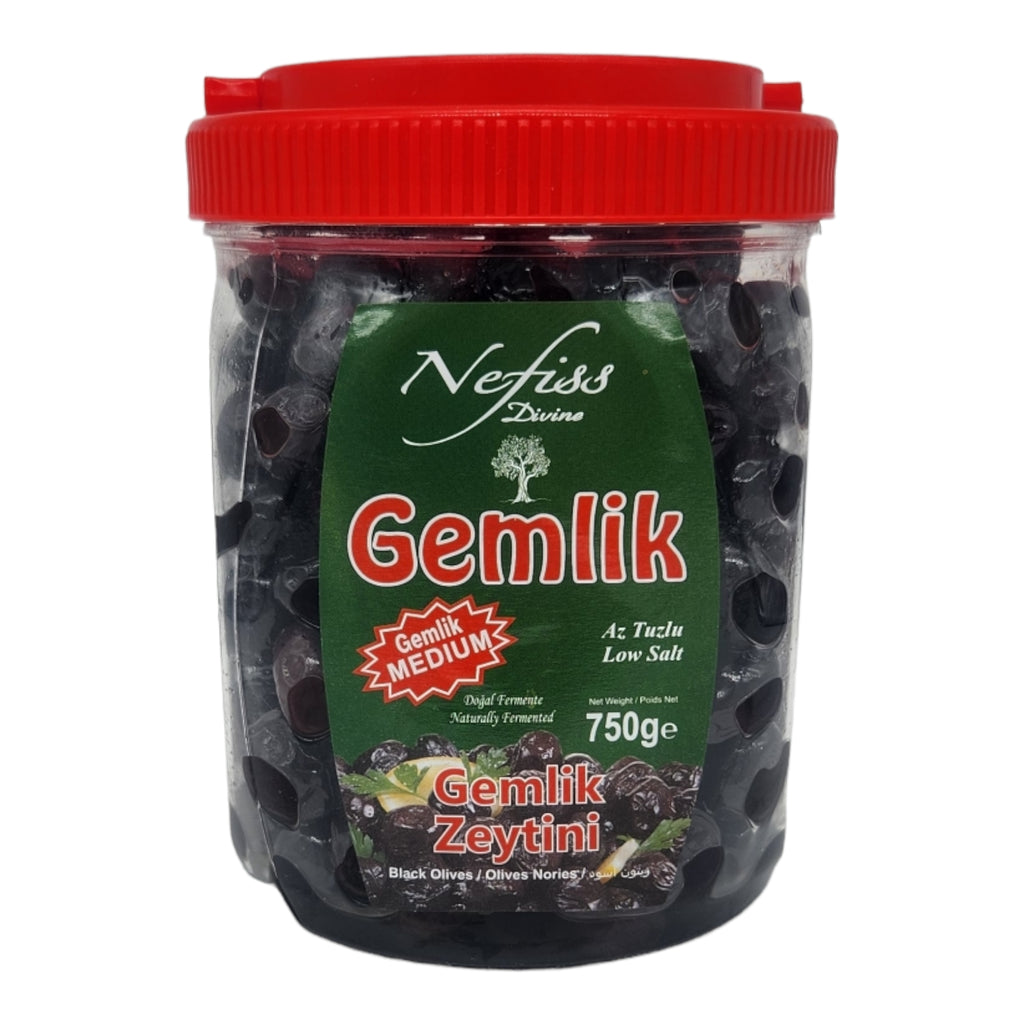 Gemlik Medium Naturally Fermented Black Olives 750gr