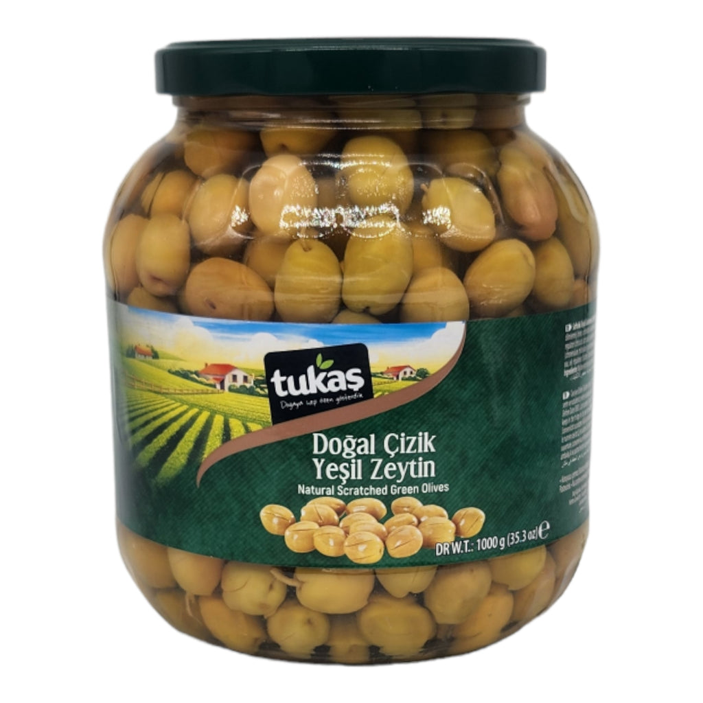 Tukas Natural Scratched Green Olives 1000gr