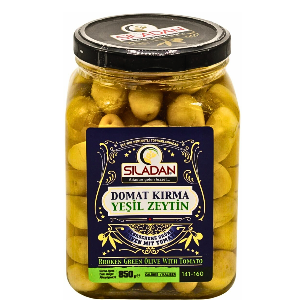 Siladan Cracked Green Olives Domat Kirma 850gr 121-160