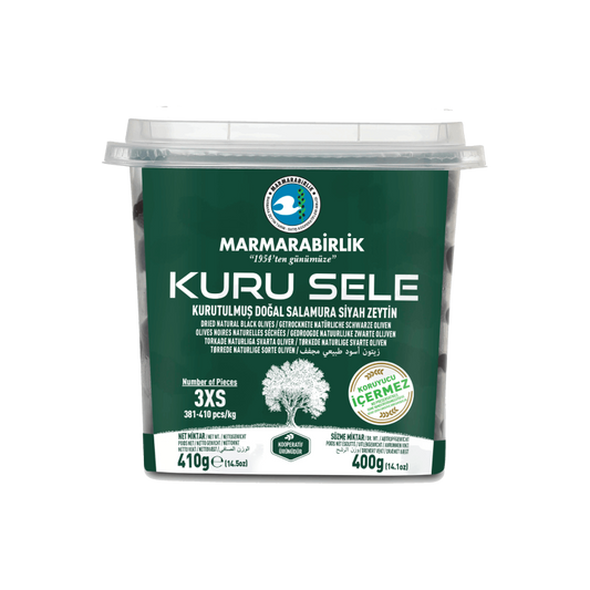 MARMARABIRLIK Kuru Sele 3XS Black Olives 400g | Siyah Zeytin 3XS