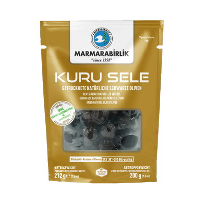 MARMARABIRLIK Kuru Sele 2XS Black Olives 200g | Siyah Zeytin 2XS