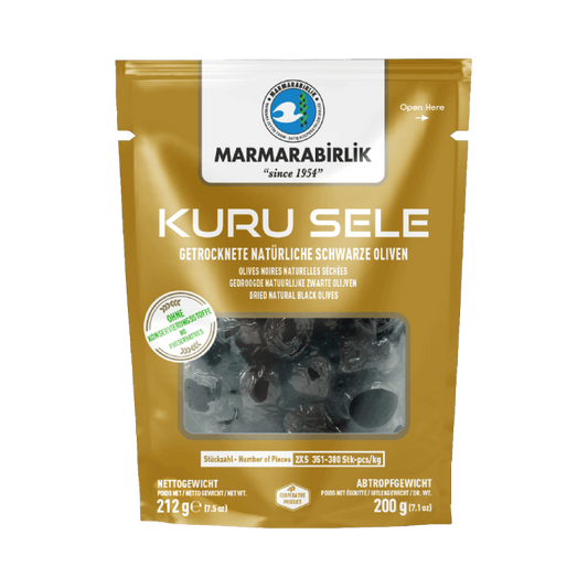 MARMARABIRLIK Kuru Sele 2XS Black Olives 200g | Siyah Zeytin 2XS