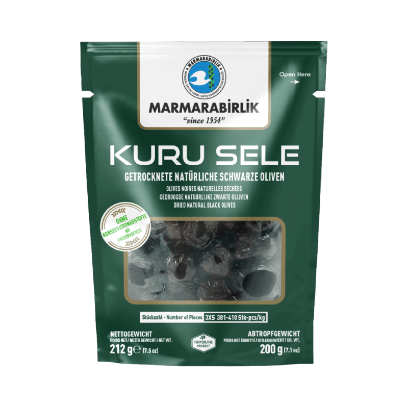 MARMARABIRLIK Kuru Sele 3XS Black Olives 200g | Siyah Zeytin 3XS