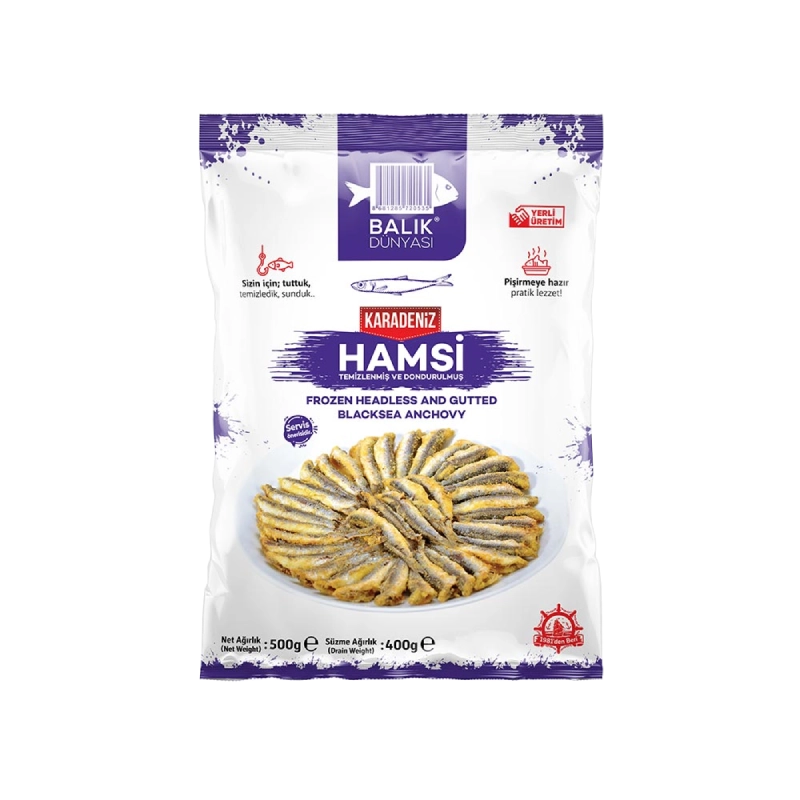 Hamsi-Frozen Hamsi Anchovy Gutted Headless 500g