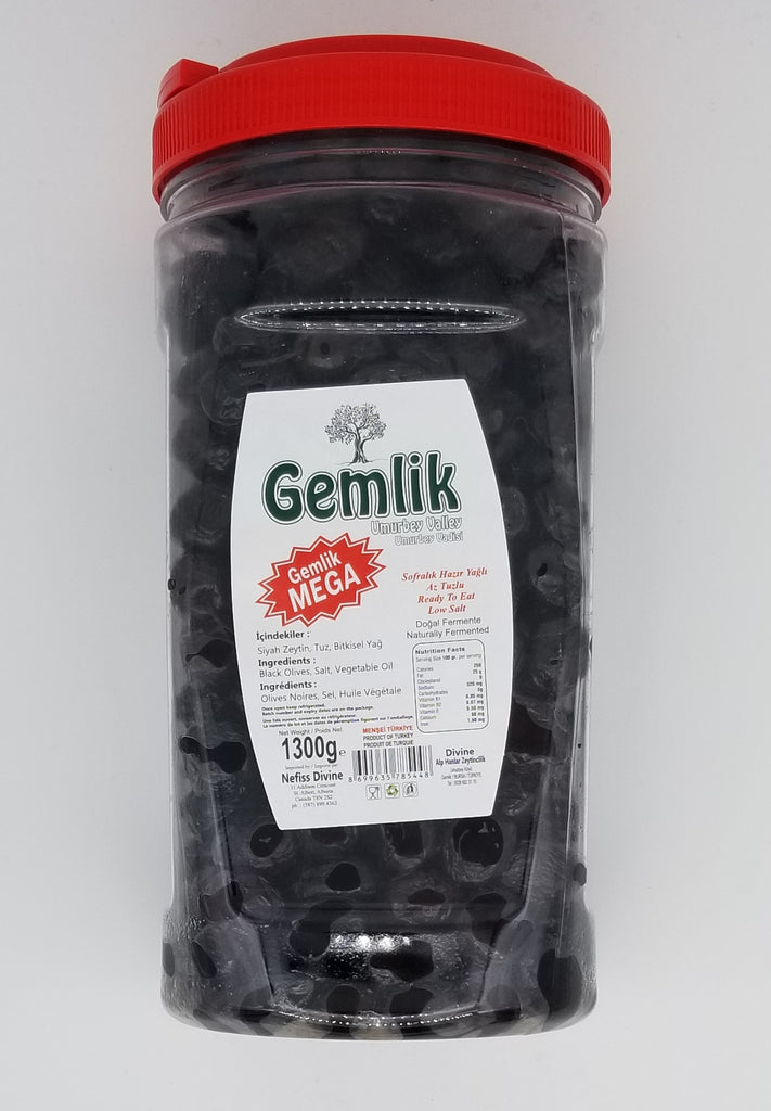 Gemlik Mega Naturally Fermented Black Olives 1300gr