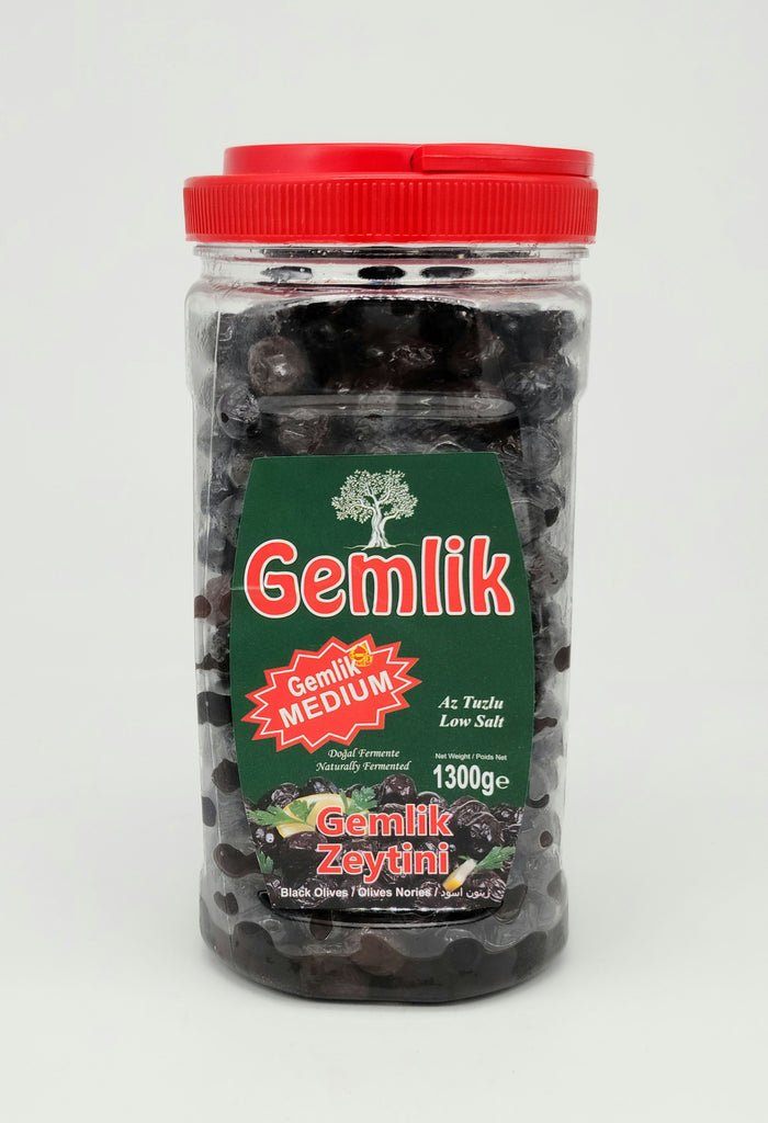 Gemlik Medium Naturally Fermented Black Olives 1300gr