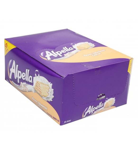 Alpella 3Gen White Chocolate Coated Wafer 28gr Case of 24
