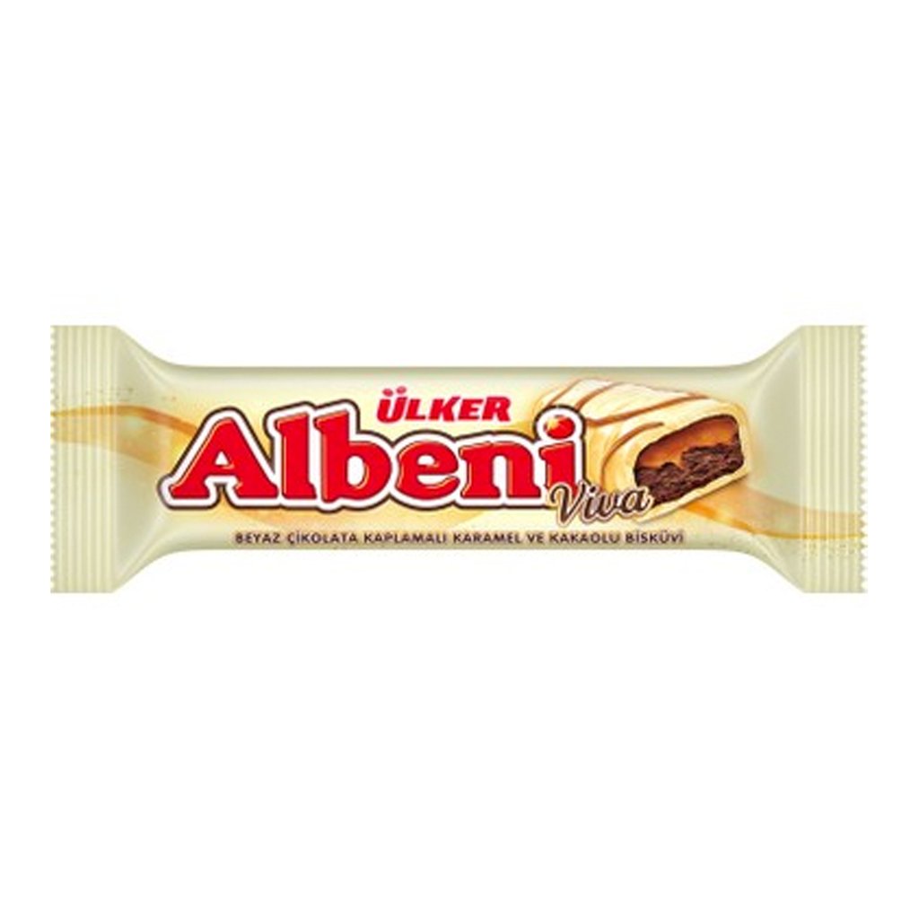 Ulker Albeni Viva White Chocolate Coated Caramel and Biscuit 36gr Case of 24