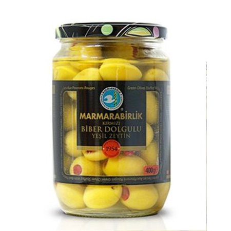 Marmarabirlik Green Olives Stuffed with Red Pepper 4XL 400gr
