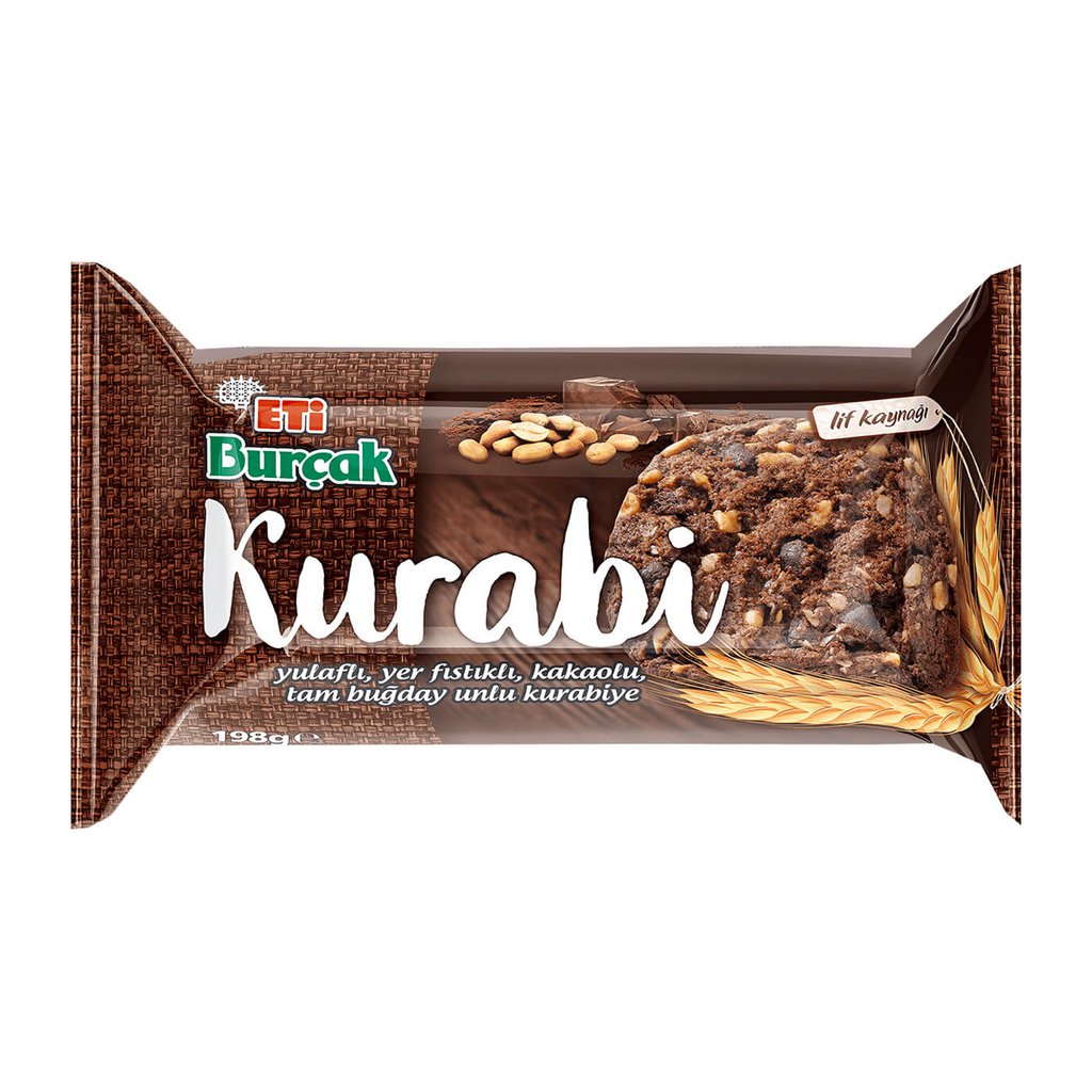 Eti Kurabi Whole Wheat Cookie with Oat, Peanut and Cocoa 198gr